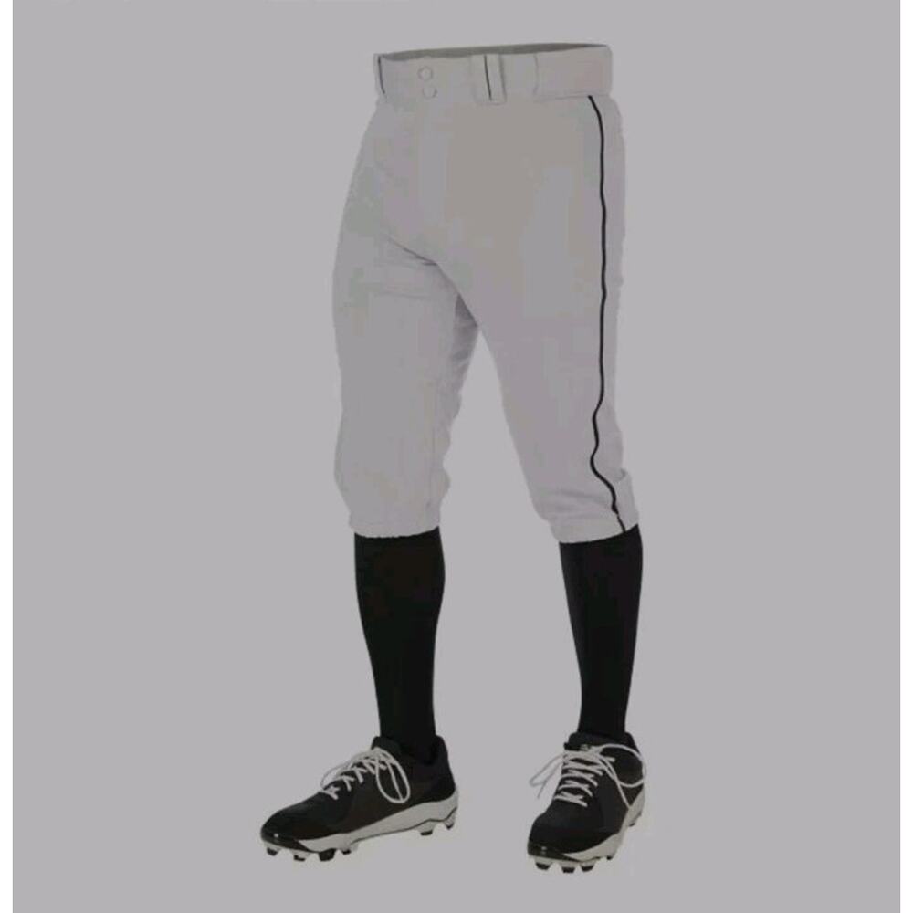CHAMPRO Triple Crown Knicker Baseball Pants White Black Pipe BP101Y Youth Medium